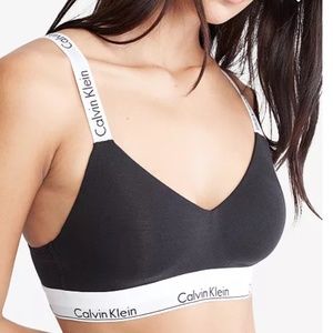 Calvin Klein Unlined Bralette Modern Cotton Crossback Black Underwear QF5980-001